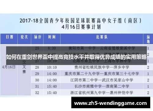 如何在重剑世界盃中提高竞技水平并取得优异成绩的实用策略